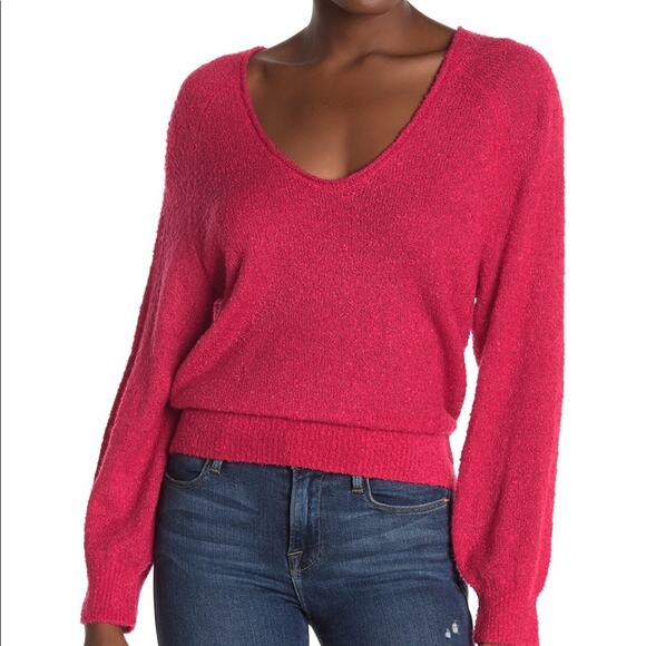 Abound NEW V-Neck Boucle Knit Sweater Size Small Pink Long Sleeve - Picture 1 of 4